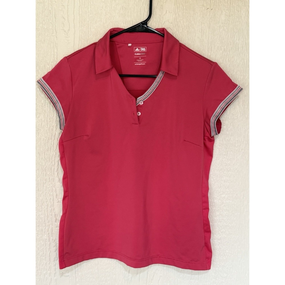 adidas Climacool Women's Golf Polo - Size Medium Deep Pink Color Excellent Cond